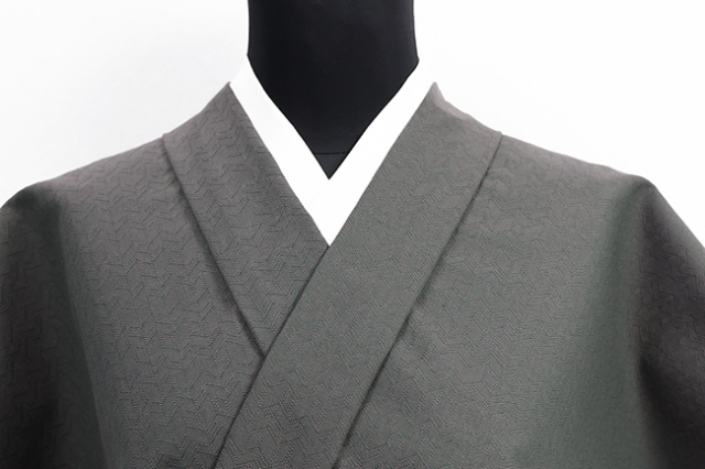 米沢木綿 木綿着物  紋KIPPE(きっぺ) めんこっとん 矢羽根ジグザグ 濃灰色 ◆男女兼用◆