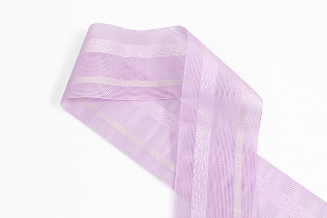 博多織 正絹 半幅帯 粗紗 夏帯 花火 薄紫