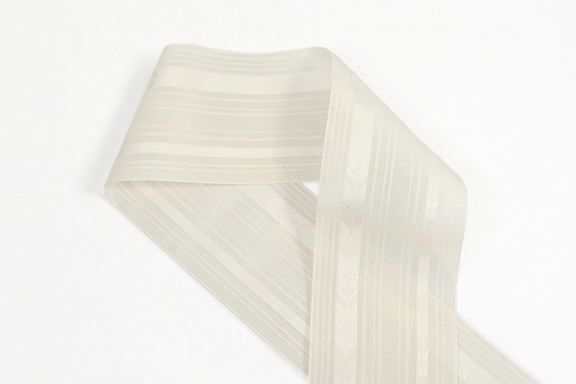 博多織 正絹 半幅帯 粗紗 夏帯 矢羽根 白