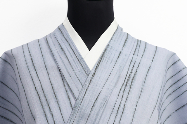 あづまやオリジナル 有松絞り 綿麻着物 竜巻絞り 灰色