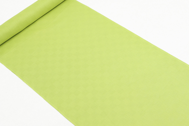 近江 本麻長襦袢 麻100％ メッシュ 市松模様 広幅 男女兼用 黄緑