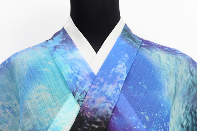 本麻 夏着物 小千谷ちぢみ 楊柳 RUMIX 鰯のダンス