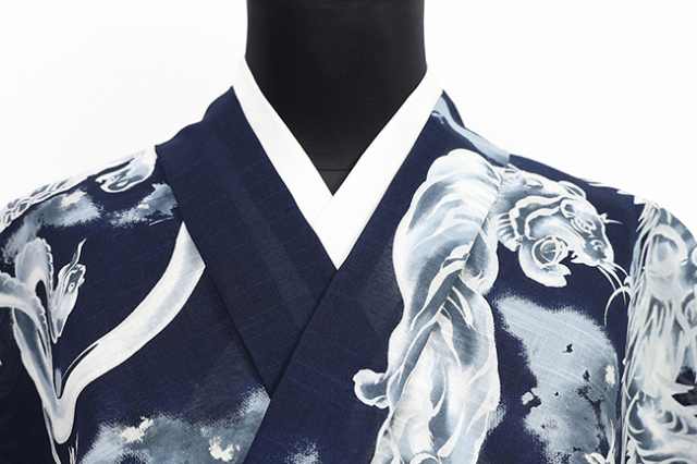 itomi浴衣(ゆかた) 優華壇 綿 四神相応 紺×白 ◇男女兼用