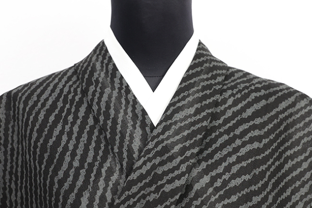 STUDIO by D'URBAN 浴衣(ゆかた) 綿 ギザ斜線 黒×灰