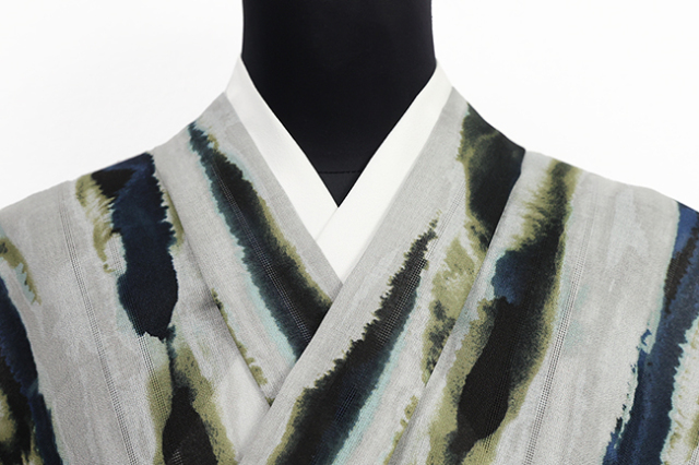 STUDIO by D'URBAN 浴衣(ゆかた) 綿 にじみ 灰色×深緑×紺