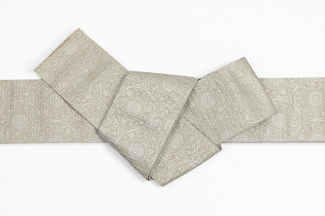 博多織 西村織物 正絹 角帯 織更紗 華皿 ベージュ