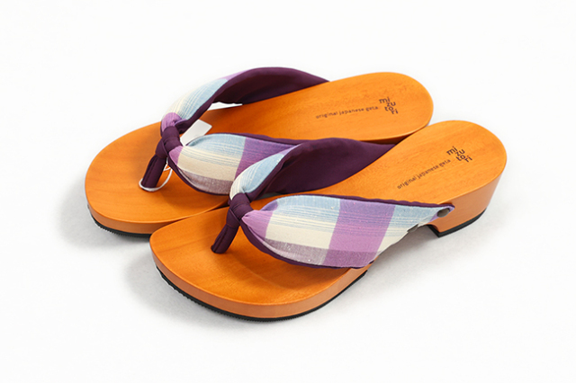 mizutori 水鳥 GETA 下駄 サンダル Lサイズ hitete 4.5 月白 （ぬくもり工房） 紫