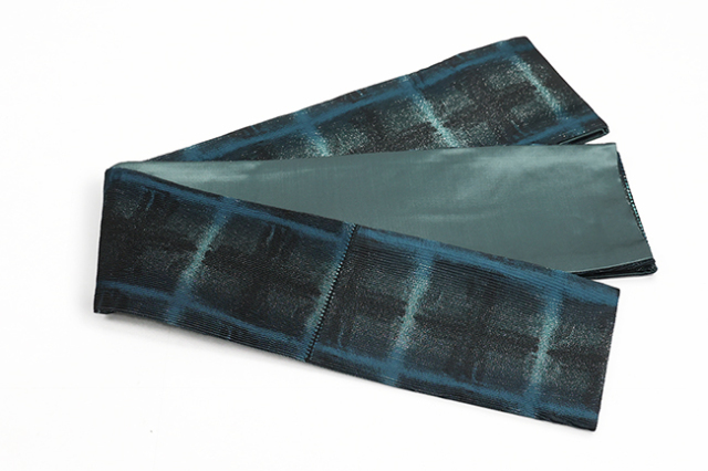 誉田屋源兵衛 ポリエステル 半幅帯 微乃火 黒青