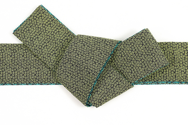 西陣織 蔦屋久兵衛 両面角帯 絹麻  小花 オーナメント 黄色×青緑