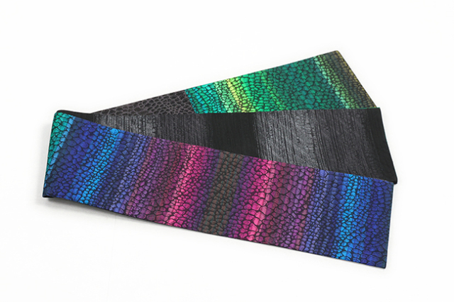 京都 青野工房 半幅帯 正絹 ハイブリッド染め 色窓クロコーモノトーン モノトーン 1170