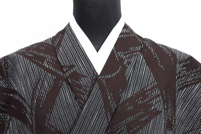 竺仙(ちくせん) 浴衣（ゆかた） 綿 竹 濃灰色×黒