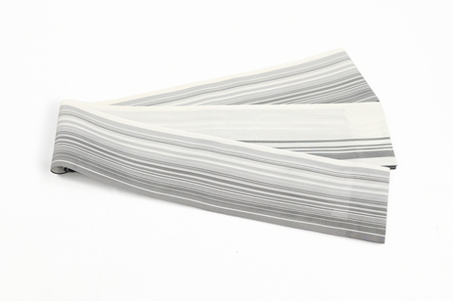 博多織 半幅帯 紗 縞 灰色×白