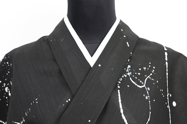京都 青野工房 浴衣(ゆかた) 綿 ハイブリッド染め ローケツフブキ 白 平紗 3010