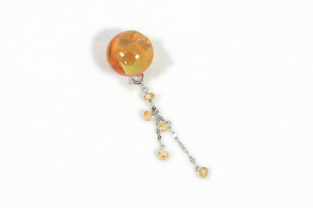 itsuka glass works 帯留め 色ガラス シトリン 橙