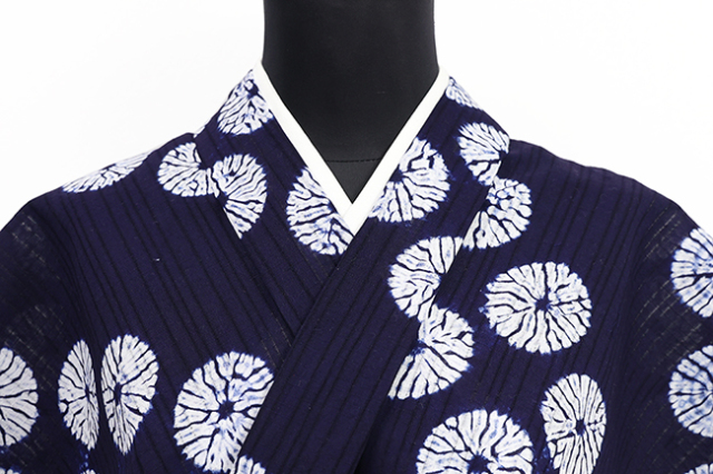有松鳴海絞り◆伝統工芸品◆希少◆手絞り浴衣反物◆紺青◆まとめ売ハンドメイドはぎれ 伝統工芸品 有松絞り 絞り浴衣反物「かたばみ 紺×藍色」有松