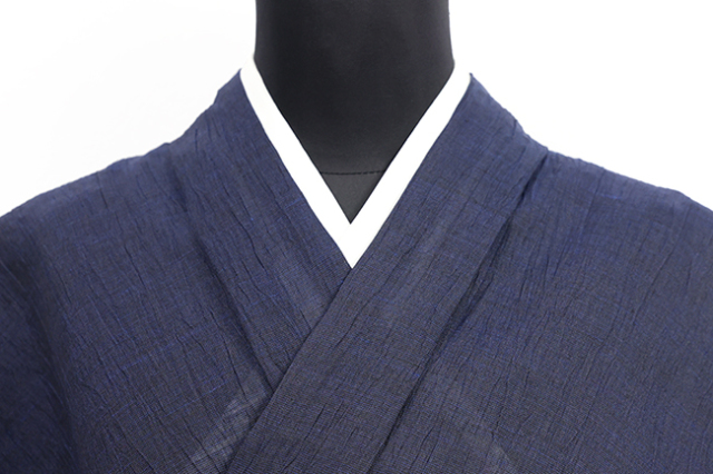 本麻 夏着物 近江ちぢみ 楊柳 濃紺