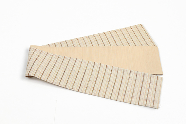 小室庵 正絹 半幅帯 芭蕉糸入綾織 ベージュ