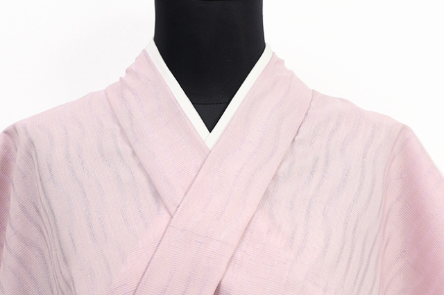 正絹 着物 手引き真綿紬 ピンク