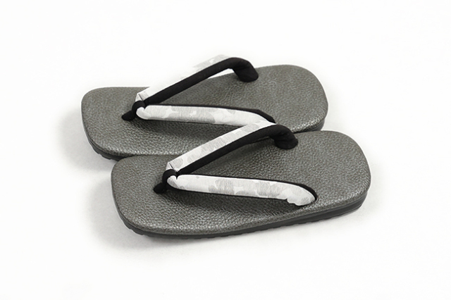 ラジアル草履 雪駄 男性用 グレー合皮×白ドット Lサイズ