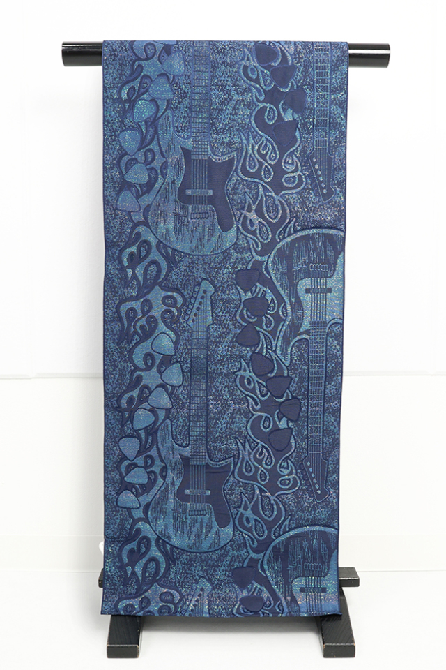 新品 博多織 黒木織物 大人の兵児帯 ダイヤ柄 黒×カッパー 帯 - RICO