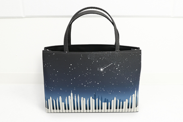 召しませ花 バッグ 夜景と鍵盤 紺×白