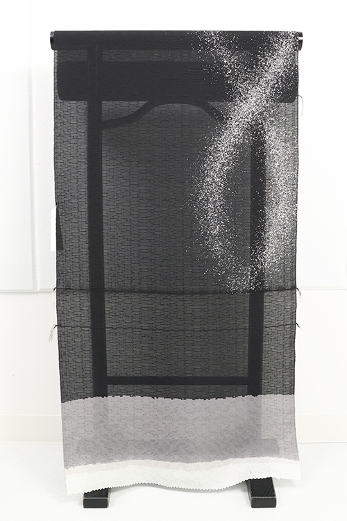 正絹 紋紗 着物 羽織 蝋たたき染め 黒