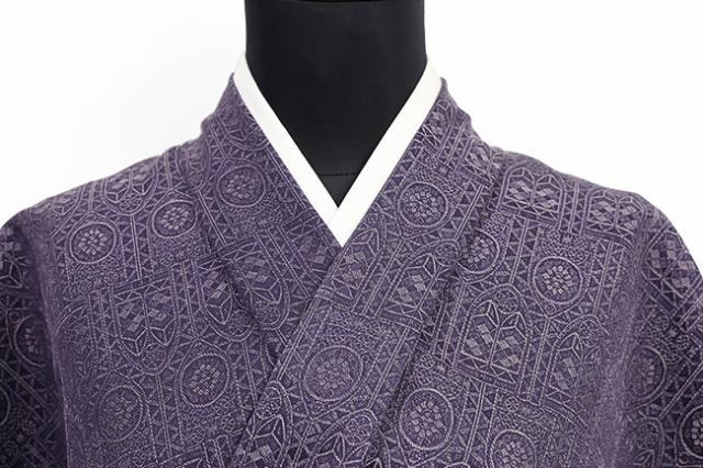 正絹 お召し 丹後ちりめん 広幅 モロッコ 紫