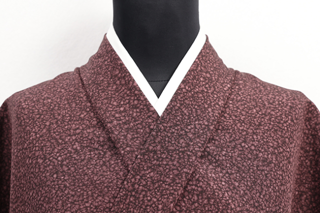 正絹 着物 小紋 丹後ちりめん 広幅 天目染 赤