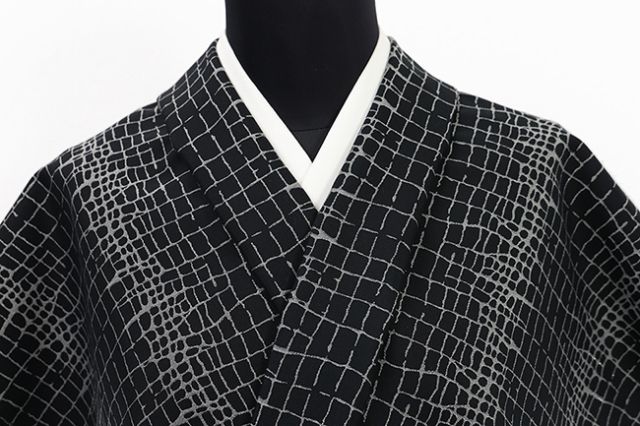 Kimono Factory nono 木綿着物 GRITTER （グリッター） オーダー仕立て付き ナイル 黒×灰