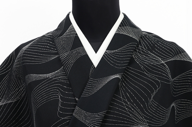 Kimono Factory nono 木綿着物 GRITTER （グリッター） オーダー仕立て付き ユラギ 黒×灰