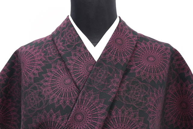Kimono Factory nono 木綿着物 GRITTER （グリッター） オーダー仕立て付き ダリヤ 黒×紫