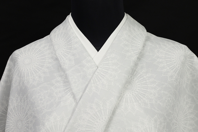Kimono Factory nono 木綿着物 GRITTER （グリッター） オーダー仕立て付き ダリヤ 白灰×白