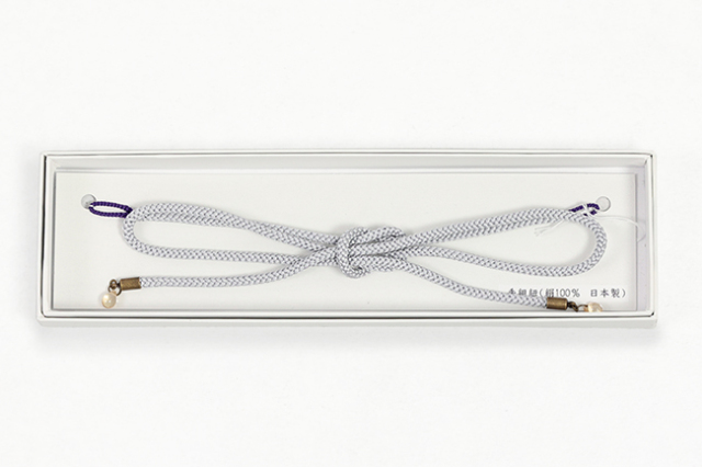 女性用羽織紐 正絹 手組紐 れん 灰色