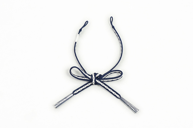 女性用羽織紐 正絹 組紐 紺×白