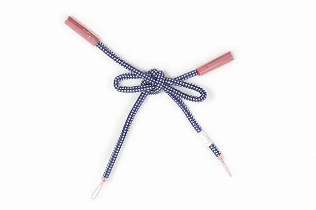 女性用羽織紐 正絹 組紐 紺×白×えんじ