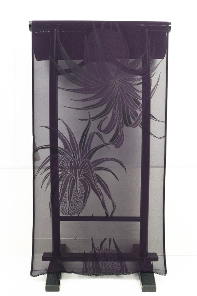 西陣 正絹 紋紗 着物 羽織 パイナップル 紫