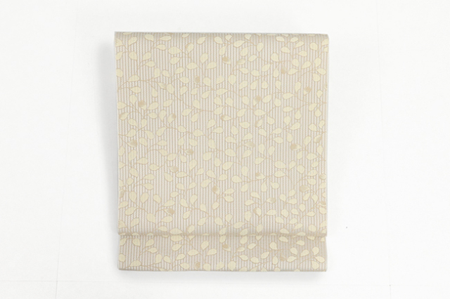 【価格はお問い合わせください】 西村織物 博多織 正絹 八寸名古屋帯 紋八寸 紋ひとえ ゆらり萩  アイボリー