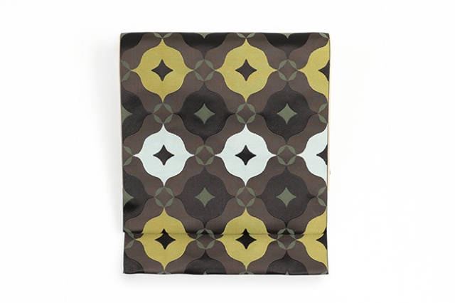 【価格はお問い合わせください】 西村織物 博多織 正絹 八寸名古屋帯 紋八寸 マラケシュ クロススター  焦茶