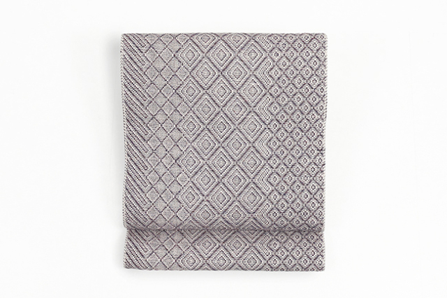 正絹 八寸名古屋帯 OLN 「grain-粒子-」 灰色