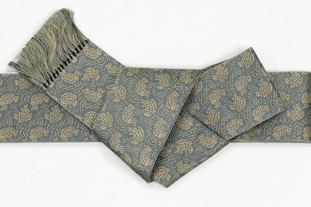 米沢織 近賢織物 角帯 名物裂角帯 荒磯ごい 水色