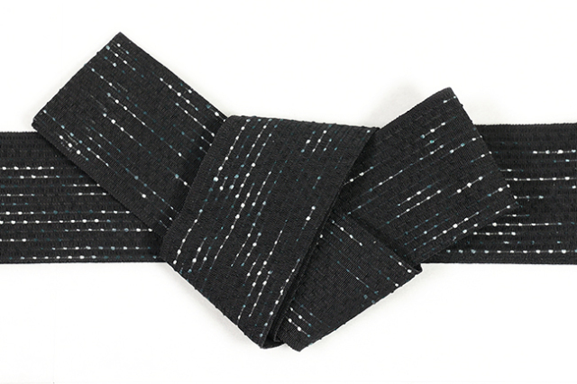 米沢織 近賢織物 角帯 和紙 流星 黒