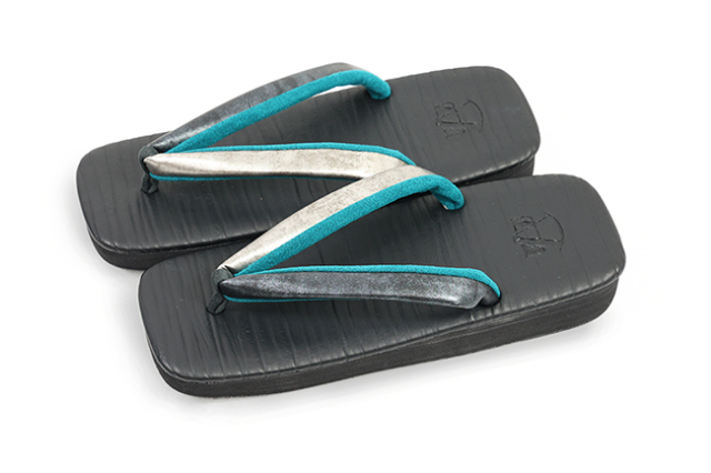 男物 あづまやオリジナル あづまロッソ カフェぞうり 菱屋カレンブロッソ エコルス 黒×青緑