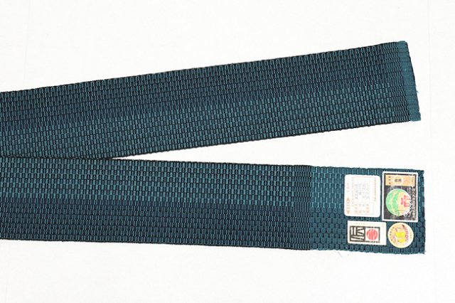 沖縄 伝統的工芸品 首里道屯織 木綿 角帯 青緑×紺