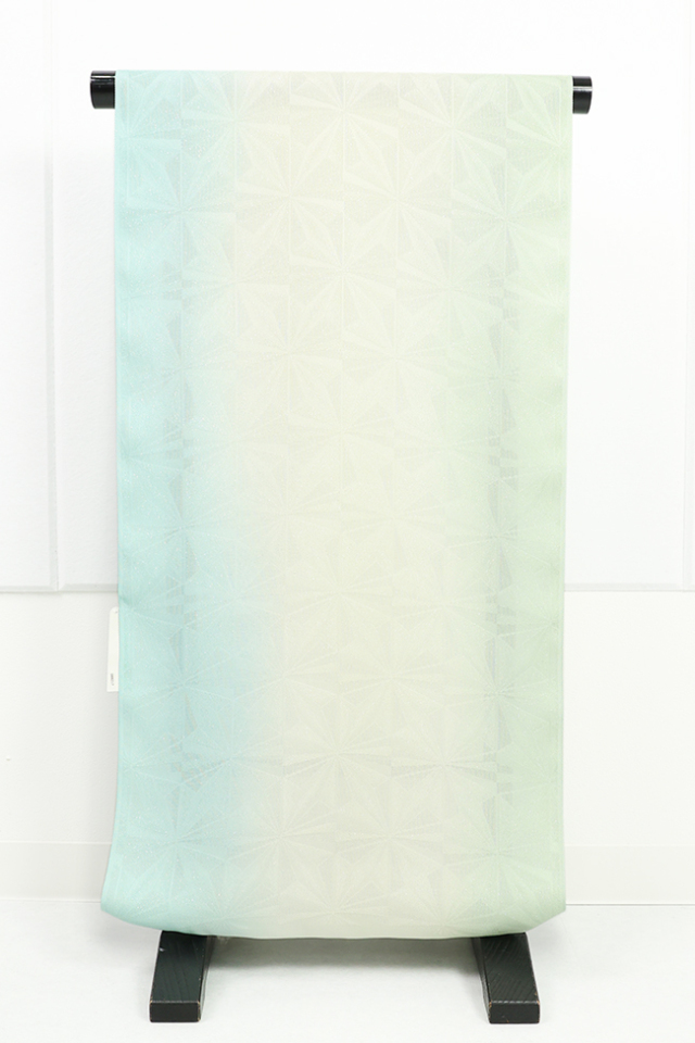 正絹 紋紗 小紋 着物 羽織 幾何学模様 水色×アイボリー×薄緑