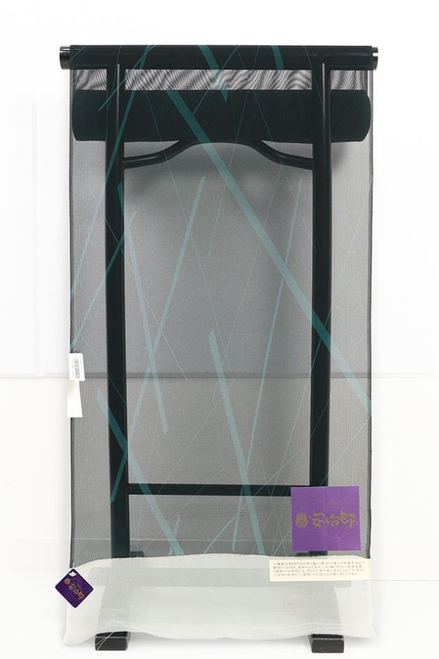 正絹 夏着物 五泉 駒紗 幾何学 黒×青緑