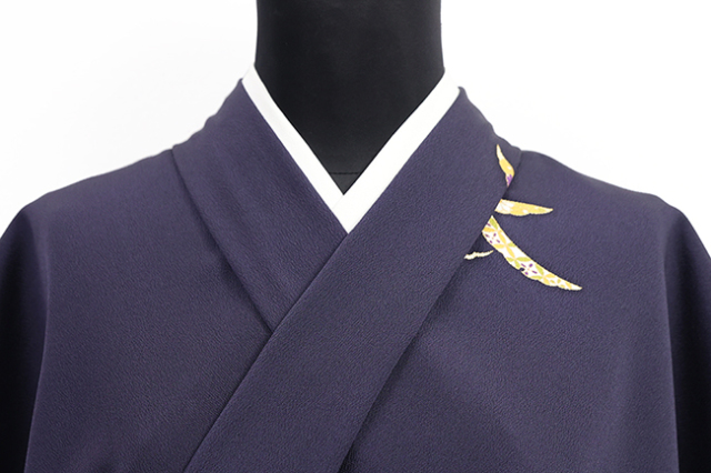 正絹 着物 小紋 片雪輪 紺