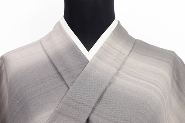 正絹 着物 男物 広幅 ろうけつ染め 灰色