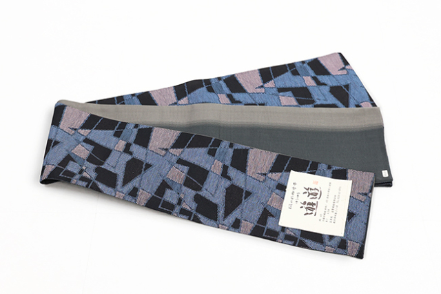 米沢織 近賢織物 半幅帯 おしゃれ四寸帯 遊遊 青×紫