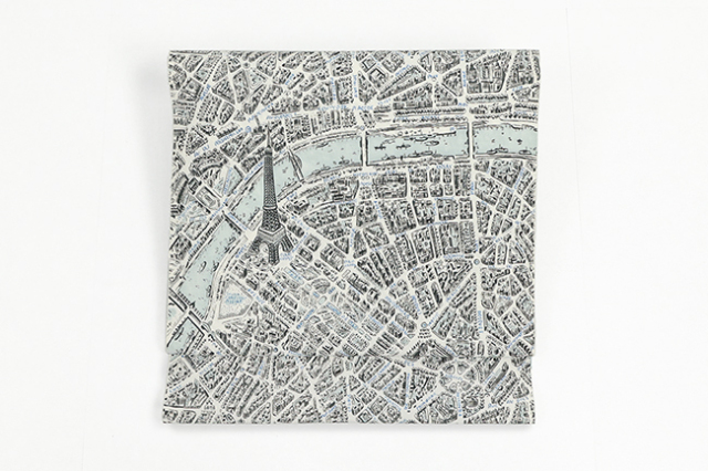 更勝 正絹 九寸名古屋帯 江戸古代更紗 パリ地図