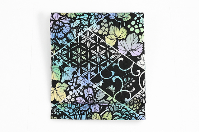 あづまやオリジナル 小室庵 黒木織物 正絹 九寸名古屋帯 ステンドグラス 青系